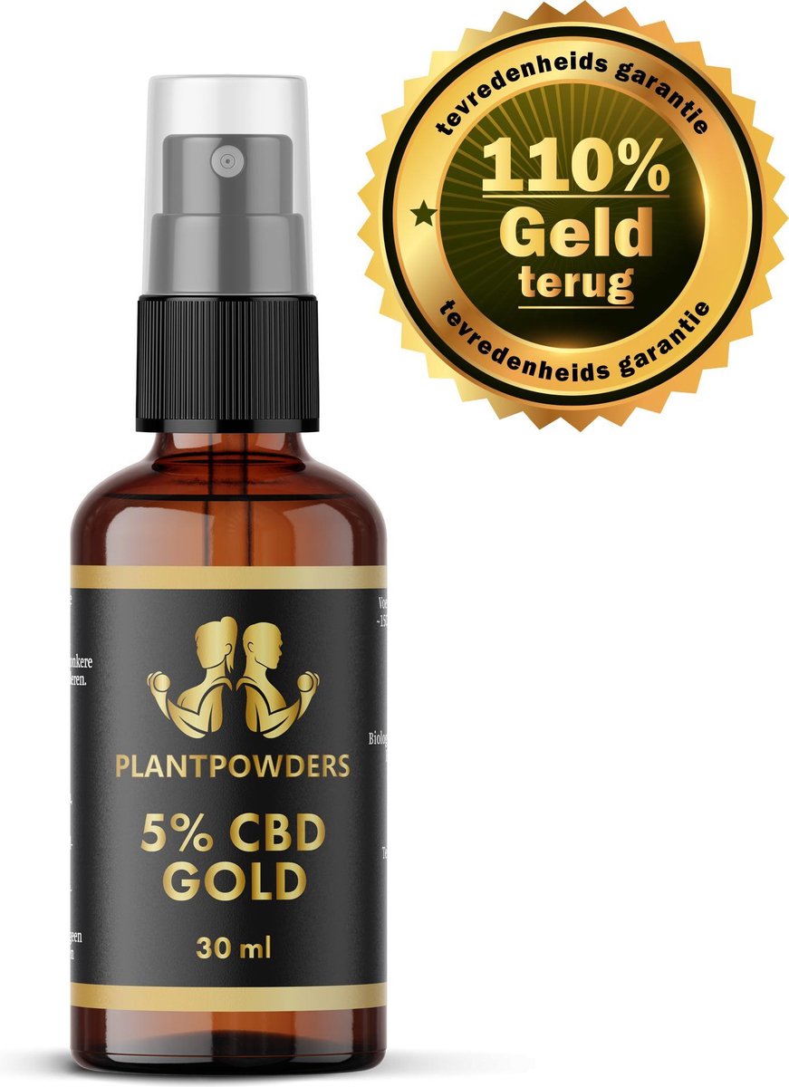 Plantpowders - CBD Olie - Full Spectrum - 5% CBD Gold - Hennepzaadolie - Vegan - Supplementen - Spray - 30 ml