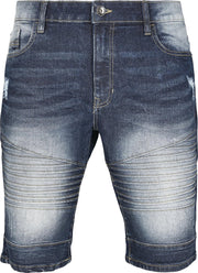 Heren Korte Broek Biker Denim Shorts darkblue