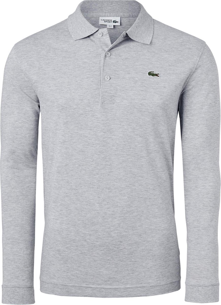 Lacoste Sport polo regular fit stretch - heren poloshirt lange mouwen - grijs melange -  Maat: 6XL