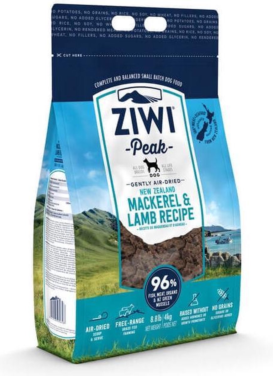Ziwi Peak Hondenvoeding Air-Dried Mackerel & Lamb  4 kg.