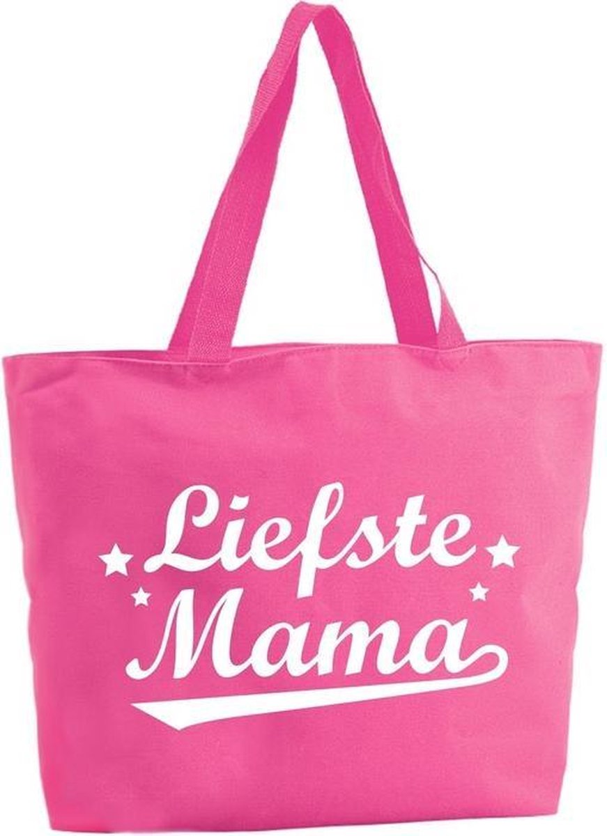 Liefste Mama shopper tas - fuchsia roze - 47 x 34 x 12
