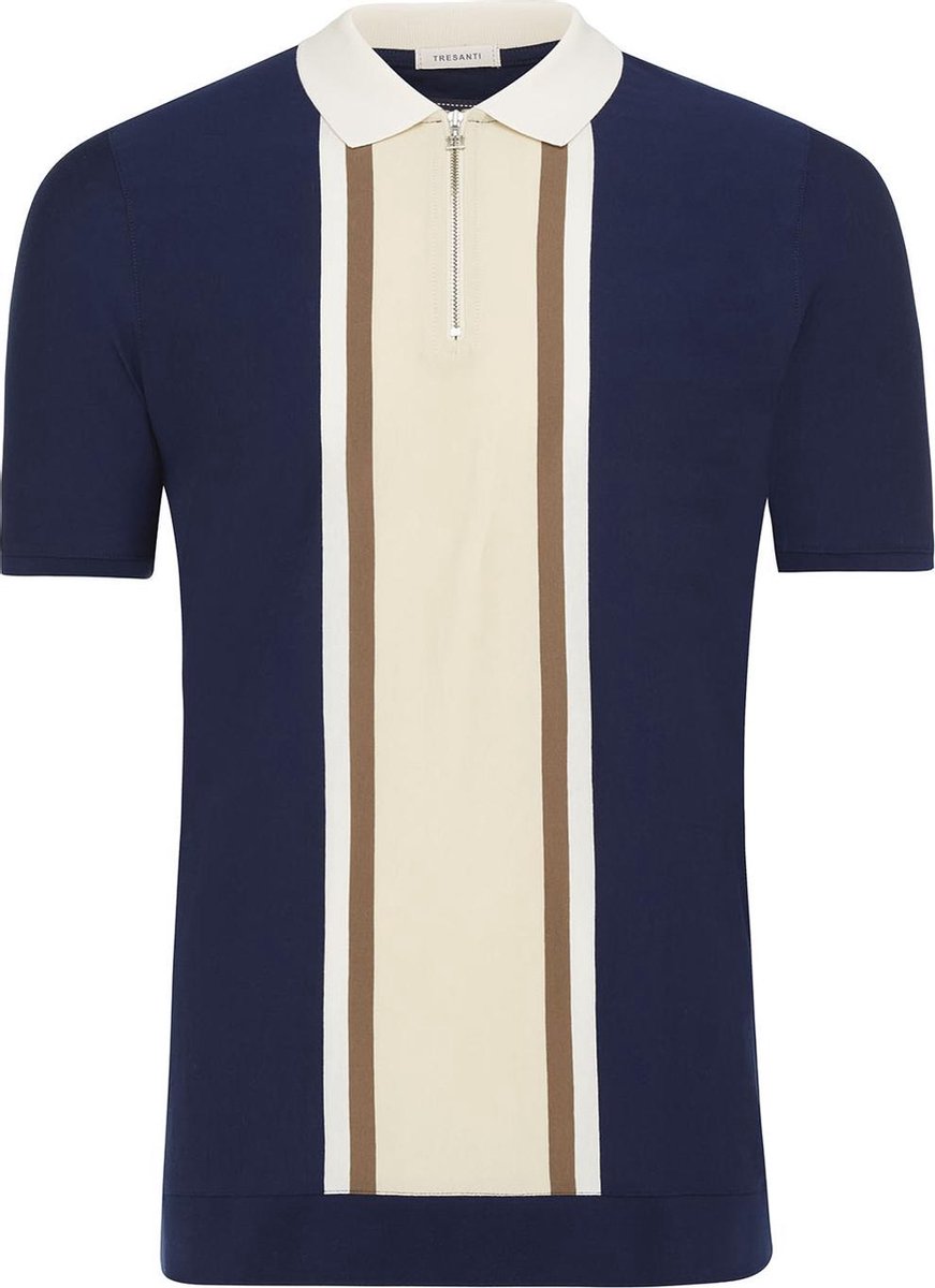 Marvin | Polo katoen met rits  navy