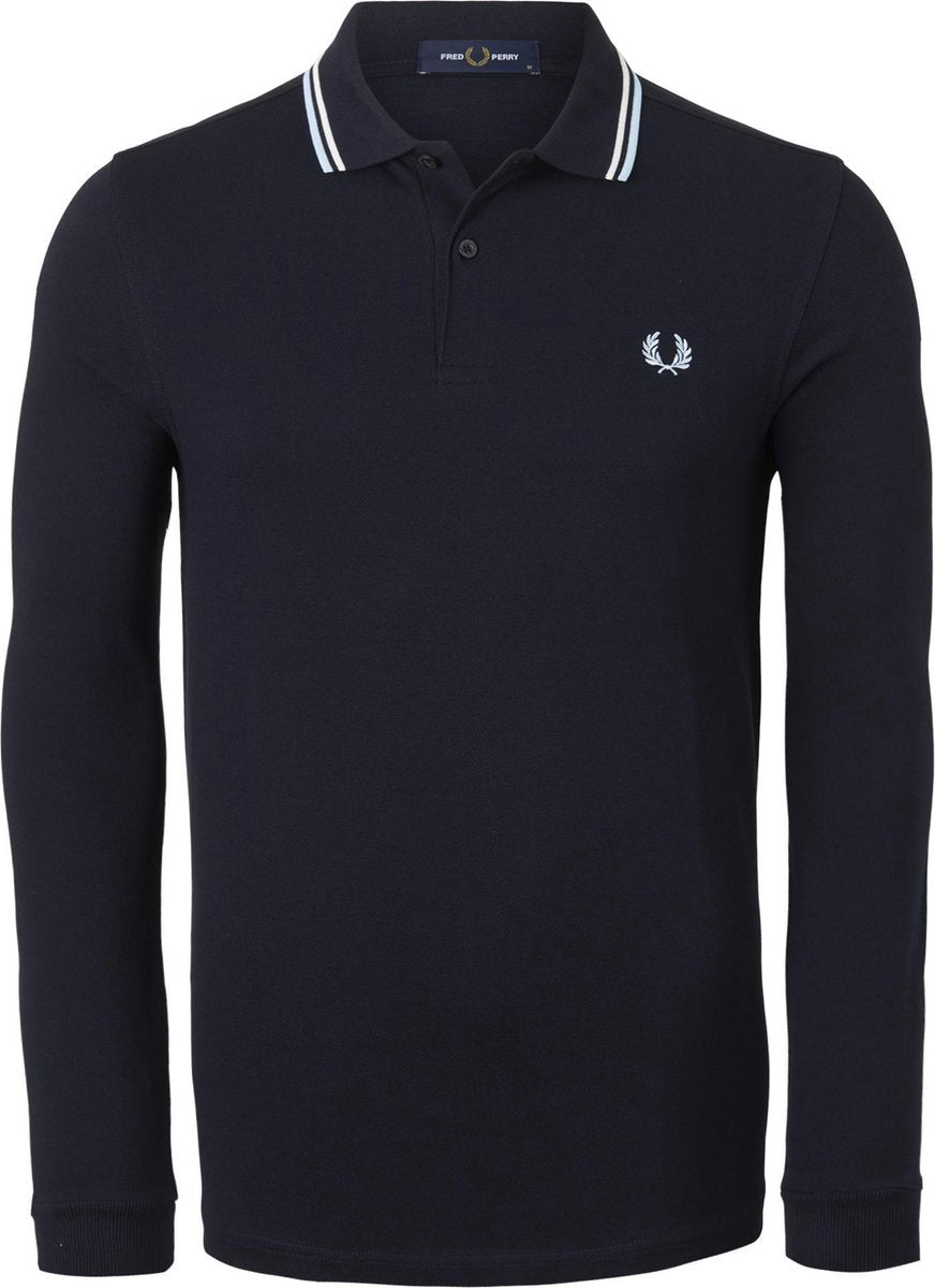 Fred Perry polo lange mouwen - blauw -  Maat: 3XL