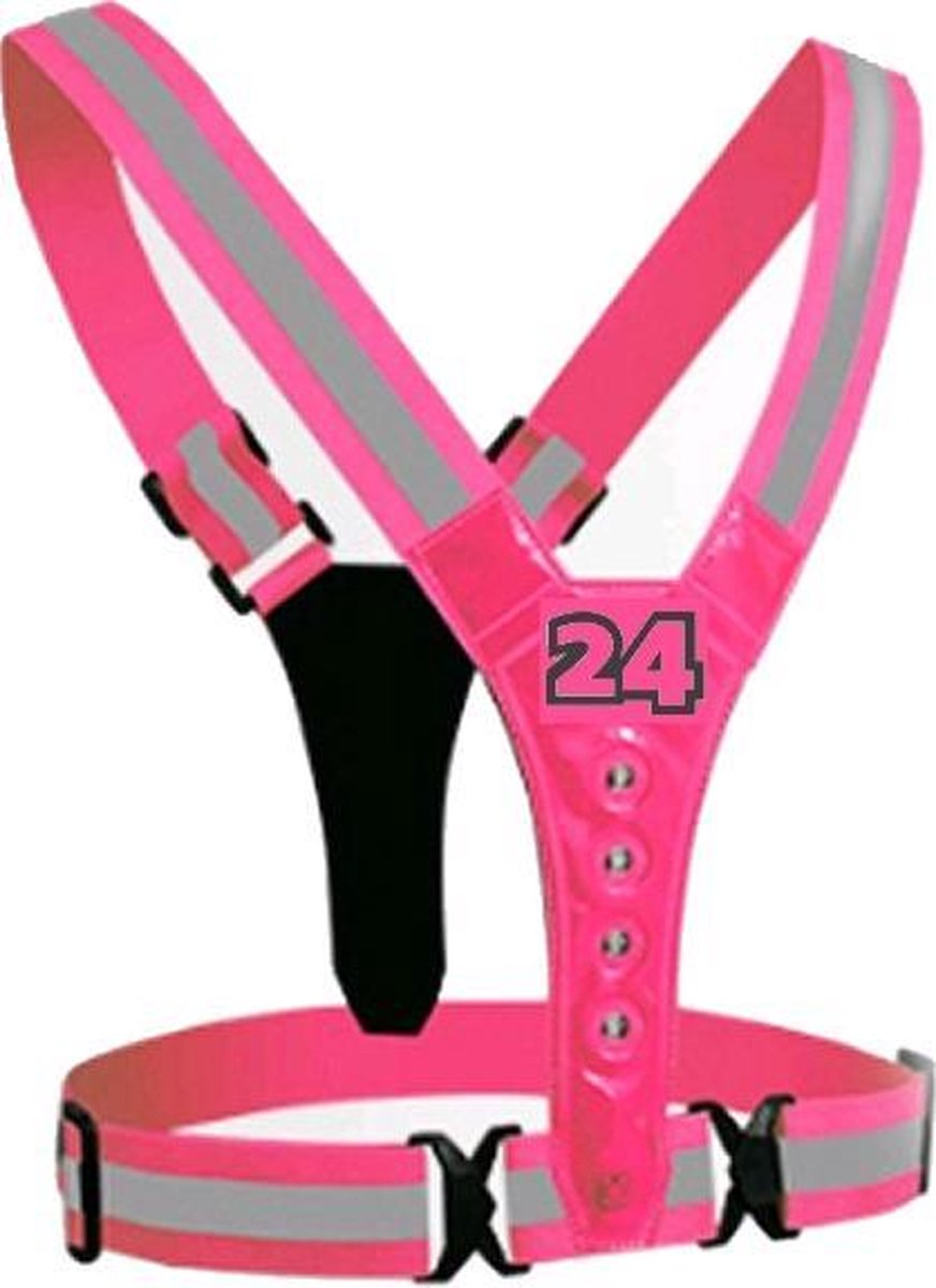 Activ24™ roze LED reflecterend hardloop vest voor wandelen hardlopen jogging fietsen sporten - ledvest - hardloopvest - hesje - Geen verzendkosten