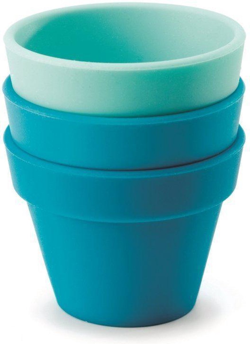 FusionBrands PetitPot Serveerschaaltjes - Siliconen - Blauw - Set van 3 stuks