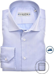 Ledub Modern Fit overhemd - mouwlengte 7 - lichtblauw twill - Strijkvrij - Boordmaat: 47