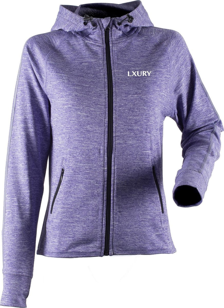 LXURY Full Zip Sportvest Maat S Paars - Dames - Polyester - Reflecterend - Duimgaten - Jogging Sweater - Sport Jacket - Trainingsvest - Sportkleding - Dames Kleding
