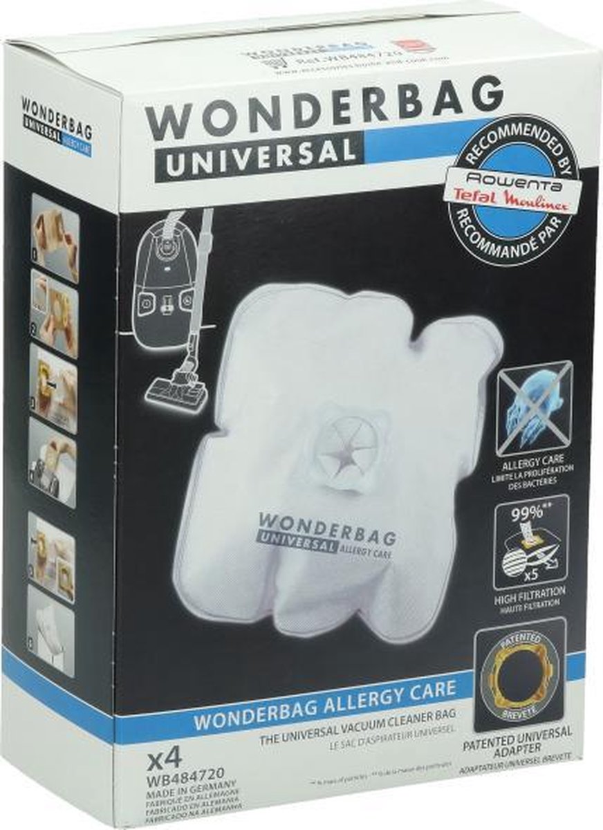 Wonderbag Endura stofzuigzakken - 4 stuks - stofzuigerzakken stofzakken universeel Rowenta Moulinex Calor