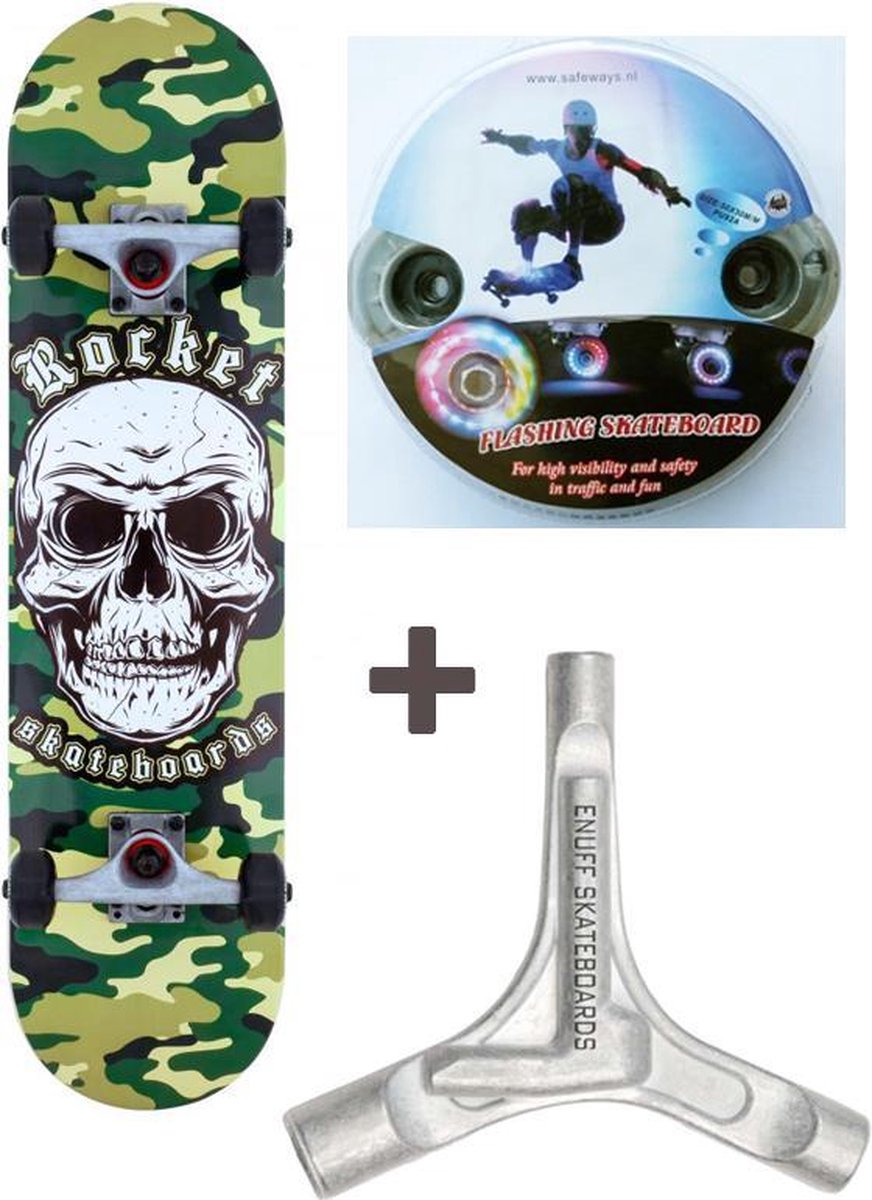 Rocket Skateboard Skull Camo + Combo Pakket