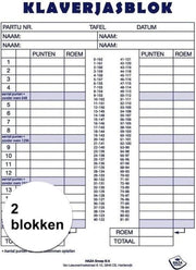 2x Scoreblokken Klaverjassen 50 vellen - Kaartspellen - Familiespelletjes - Klaverjassen score notitieblok 2 stuks