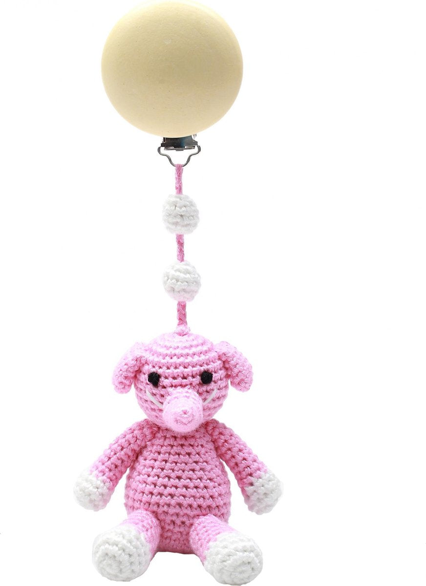 Naturezoo Kinderwagenhanger Olifant 20 Cm Roze