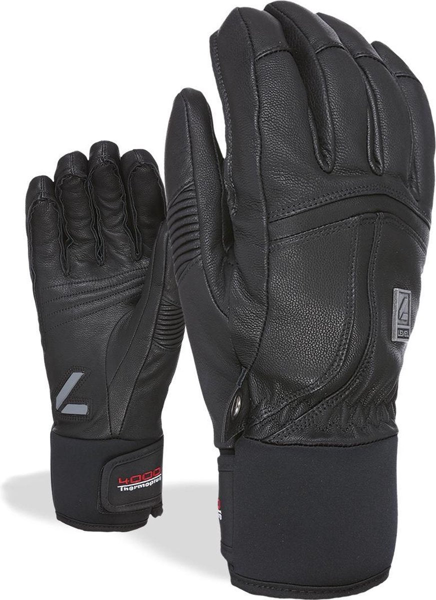 Level Off Piste Ski - Wintersporthandschoenen Voor Heren - Leer - Zwart - Maat 10.5