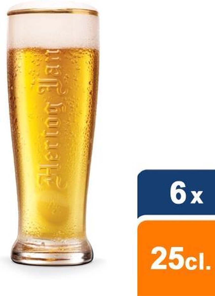 Hertog Jan - Bierglas Fluitje Embossed  25cl - 6 stuks