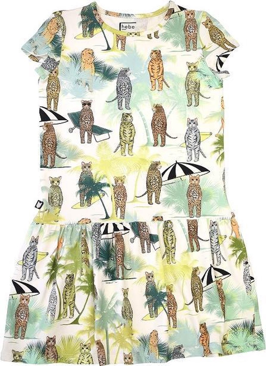 HEBE -  jurk - korte mouwen - dierenprint - Maat 98/104