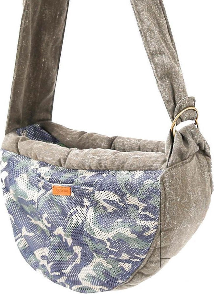 Hippe schoudertas in camouflage tijl om je hondje of katje mee te dragen - kattentas - hondentas - GROEN