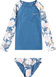 Roxy - UV Zwemset voor jonge meisjes - Longsleeve - Swim Lovers - Blue Moonlight - maat 92cm