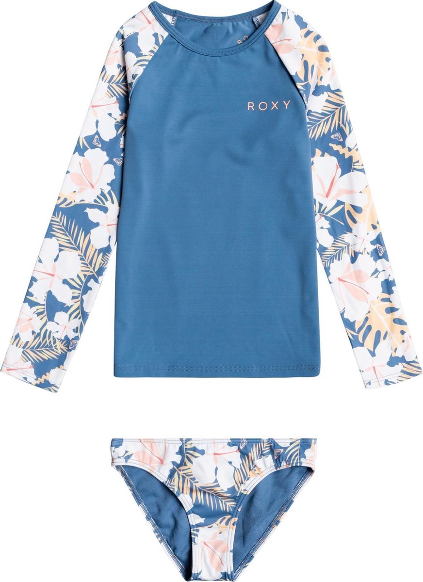 Roxy - UV Zwemset voor jonge meisjes - Longsleeve - Swim Lovers - Blue Moonlight - maat 92cm