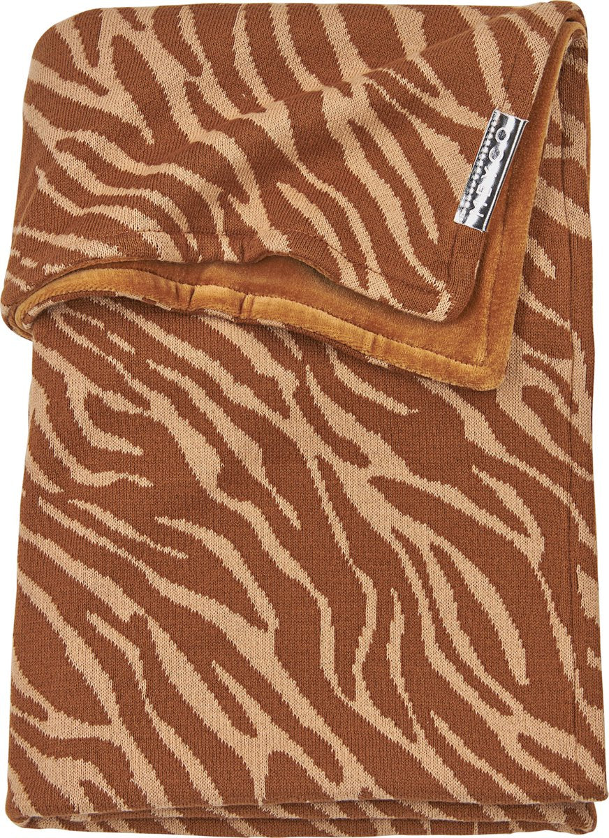 Meyco Zebra met velvet wiegdeken - 75x100 cm - Camel