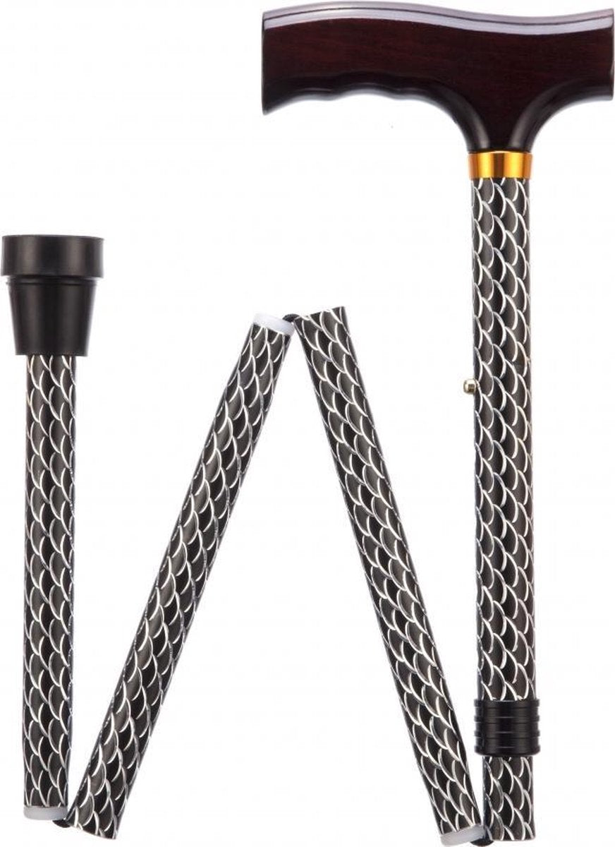 Opvouwbare wandelstok - Etched Black 76 - 89 cm