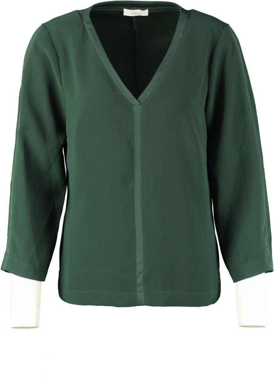 Signe nature soepele polyester groene blouse 3/4 mouw - valt kleiner - Maat 38