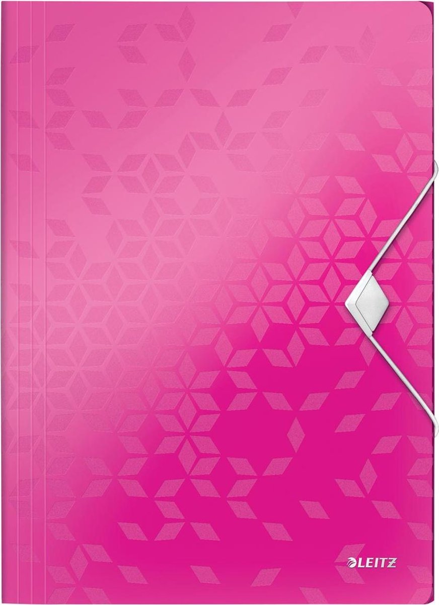 Dossiermap leitz wow 3-klep a4 pp roze