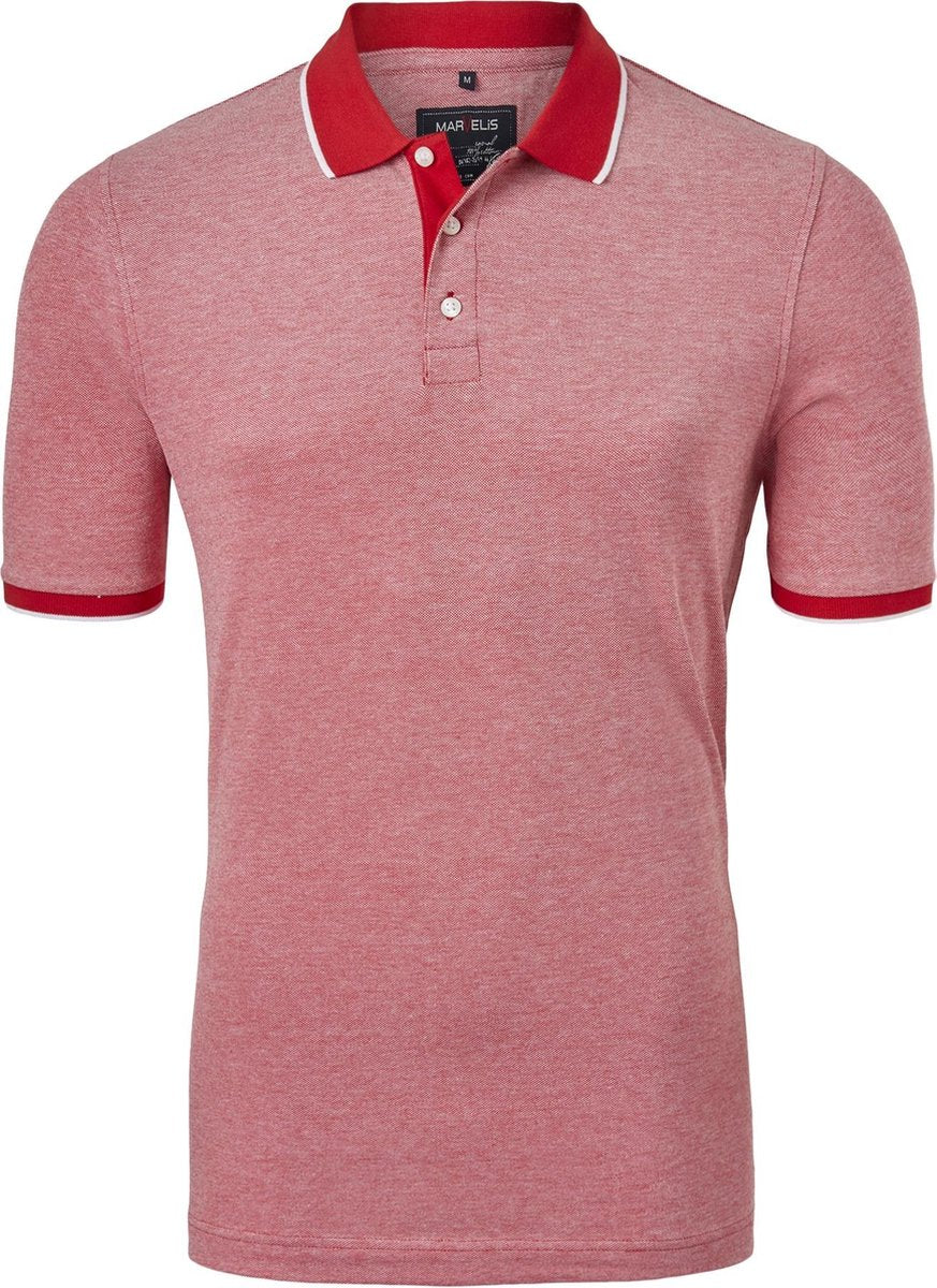 Marvelis Modern Fit poloshirt - rood melange -  Maat: M