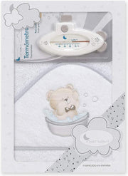 Interbaby Badaccessoires Teddy 100 Cm Katoen Wit/grijs 2-delig