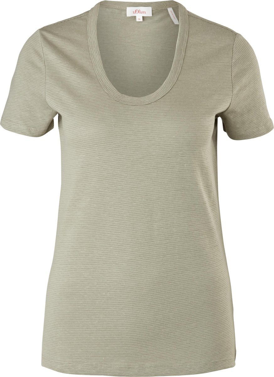 s.Oliver Dames Shirt Korte Mouw - Regular Fit - Lage Hals - Groen - Maat 3XL (46)