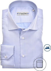 Ledub Regular Fit overhemd - lichtblauw twill - Strijkvrij - Boordmaat: 47