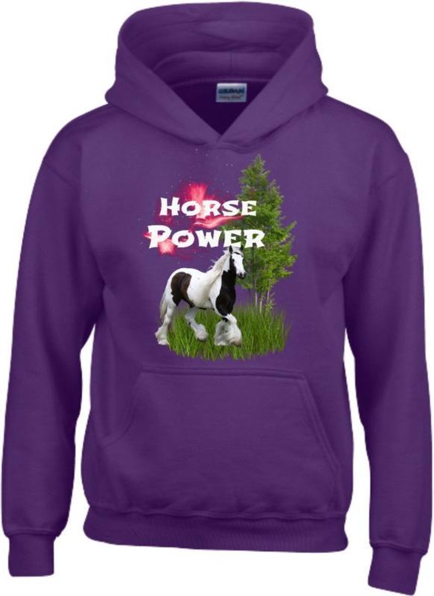 S&C Hoodie Horse power paars - 98/104