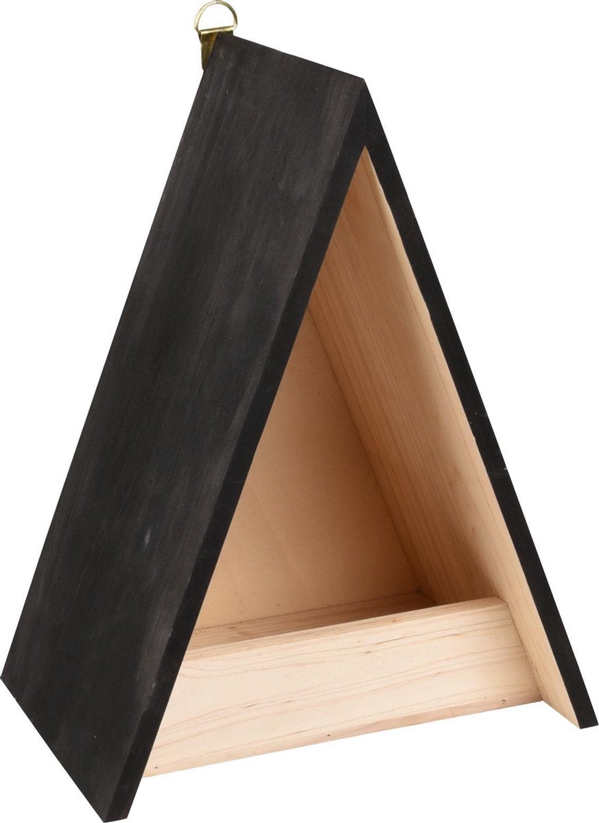 Flamingo Voederhuis zilan hout natuur/zwart 22x15x28cm
