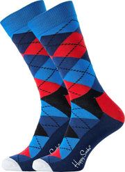 Happy Socks sokken Argyle Sock rood-blauw - Unisex - Maat: 41-46