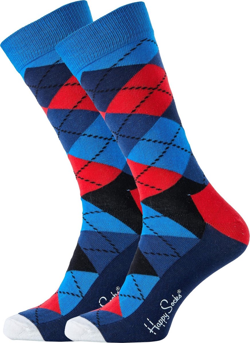 Happy Socks sokken Argyle Sock rood-blauw - Unisex - Maat: 41-46