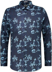 Dstrezzed Overhemd Slim Fit Print Navy (303208 - 649)