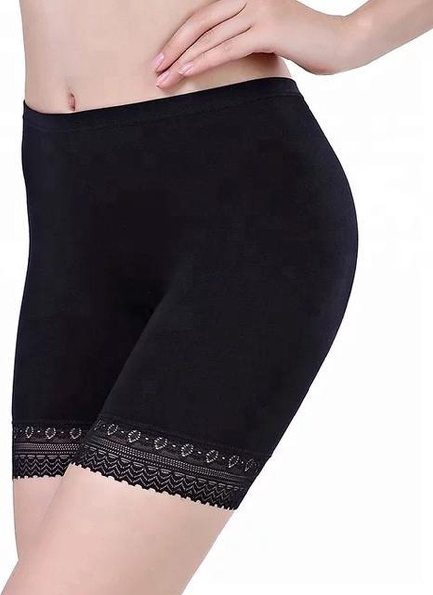 LOUZIR Dames Short Seamless -lange pijp -Basic  korte broek -Zwart Maat S