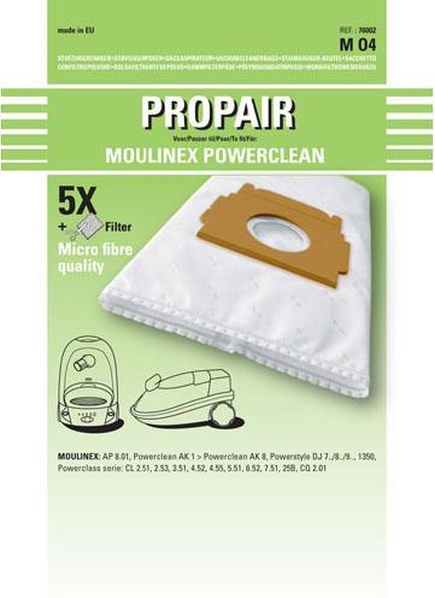 MOULINEX - STOFZUIGERZAK PROPAIR POWERCLEAN AK1-AK8 SET6+1F -