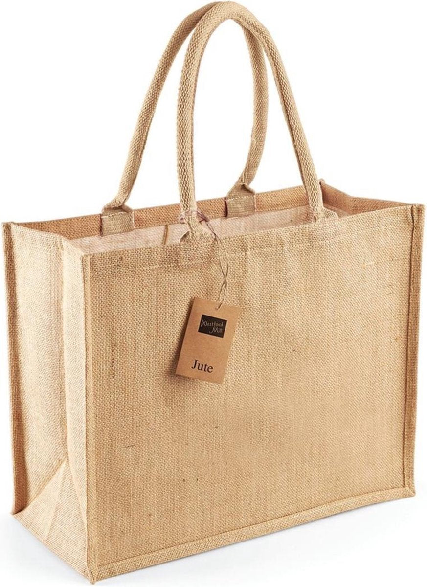 Jute boodschappentas/shopper naturel 42 x 33 x 19 cm - Naturel goodiebag 21 liter