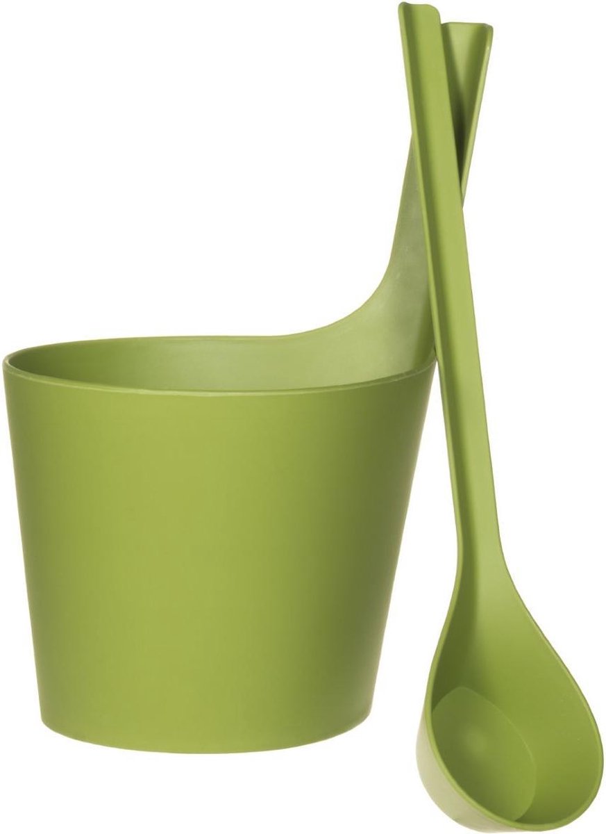 Rento Sauna Emmer met Lepel - Deluxe - kunststof - Mosgroen (5L)