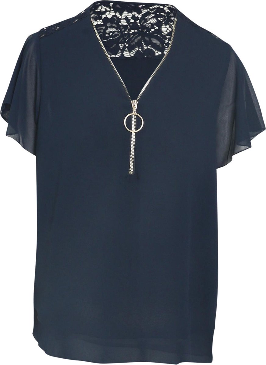 Cassis Dames Blouse Met Kant - Maat L