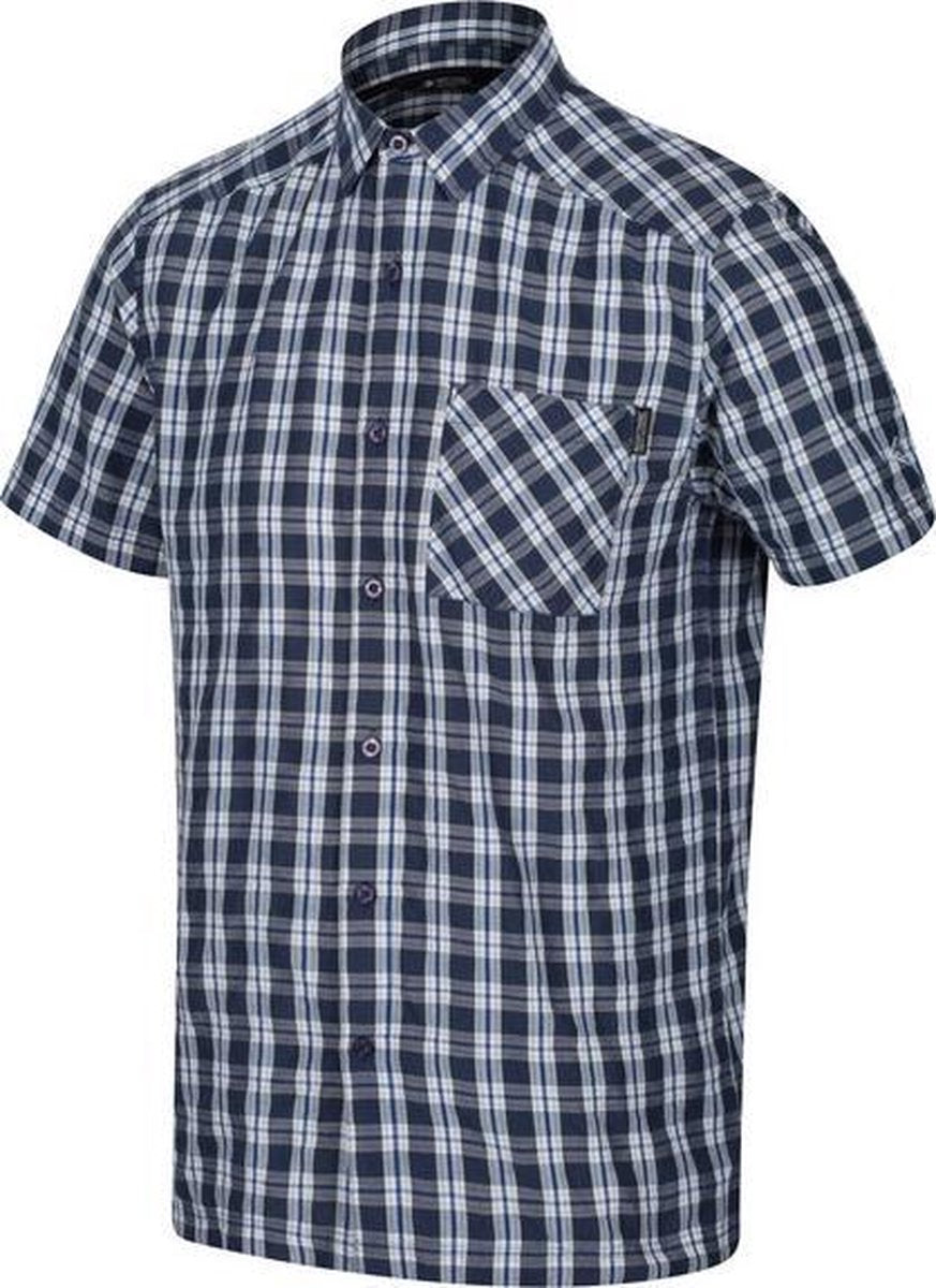 Regatta - Men's Mindano V Short Sleeved Checked Shirt - Outdoorshirt - Mannen - Maat L - Blauw
