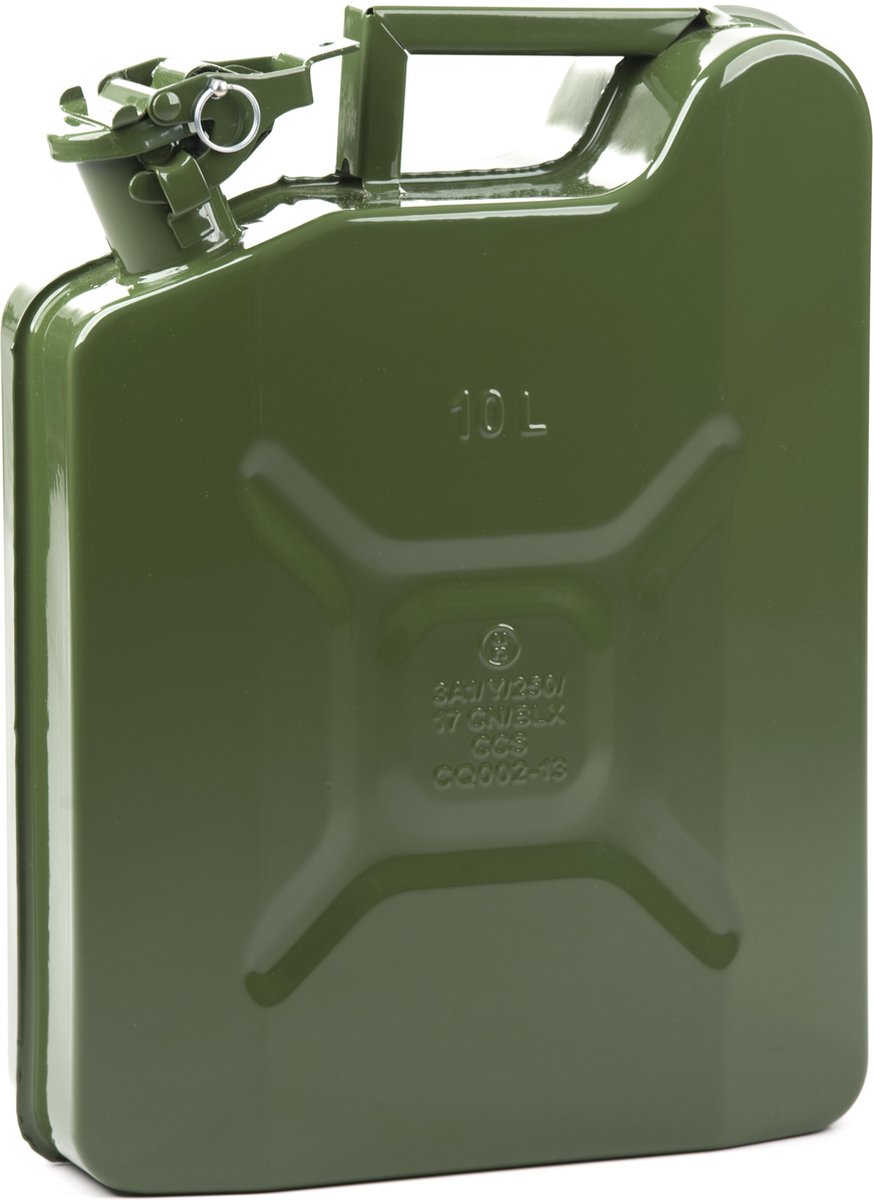 Minalco benzine jerrycan - 10 Ltr metaal - UN goedgekeurd - groen