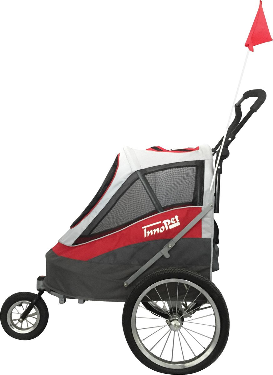Innopet hondenbuggy Sporty Dog Trailer DeLuxe Rood/Lichtgrijs (tevens hondenfietskar). -  - 80001956