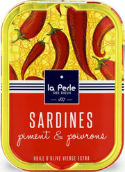 Sardientjes in blik La Perle des Dieux Sardines Piment Poivrons