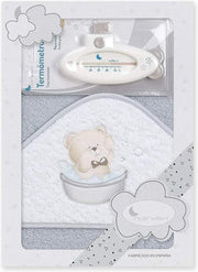 Interbaby Badaccessoires Teddy 100 Cm Katoen Grijs 2-delig
