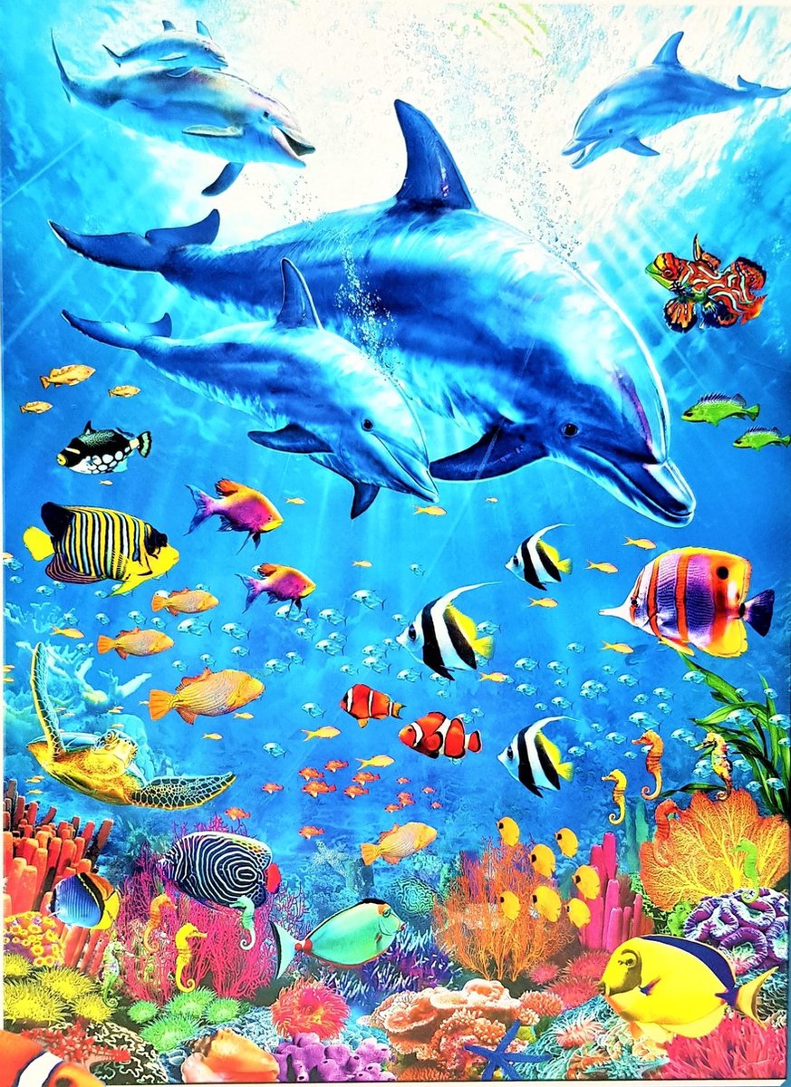 RAVENSBURGER - DOLFIJNEN PUZZEL - 100 STUKJES - XXL PUZZEL - ONDERWATERWERELD