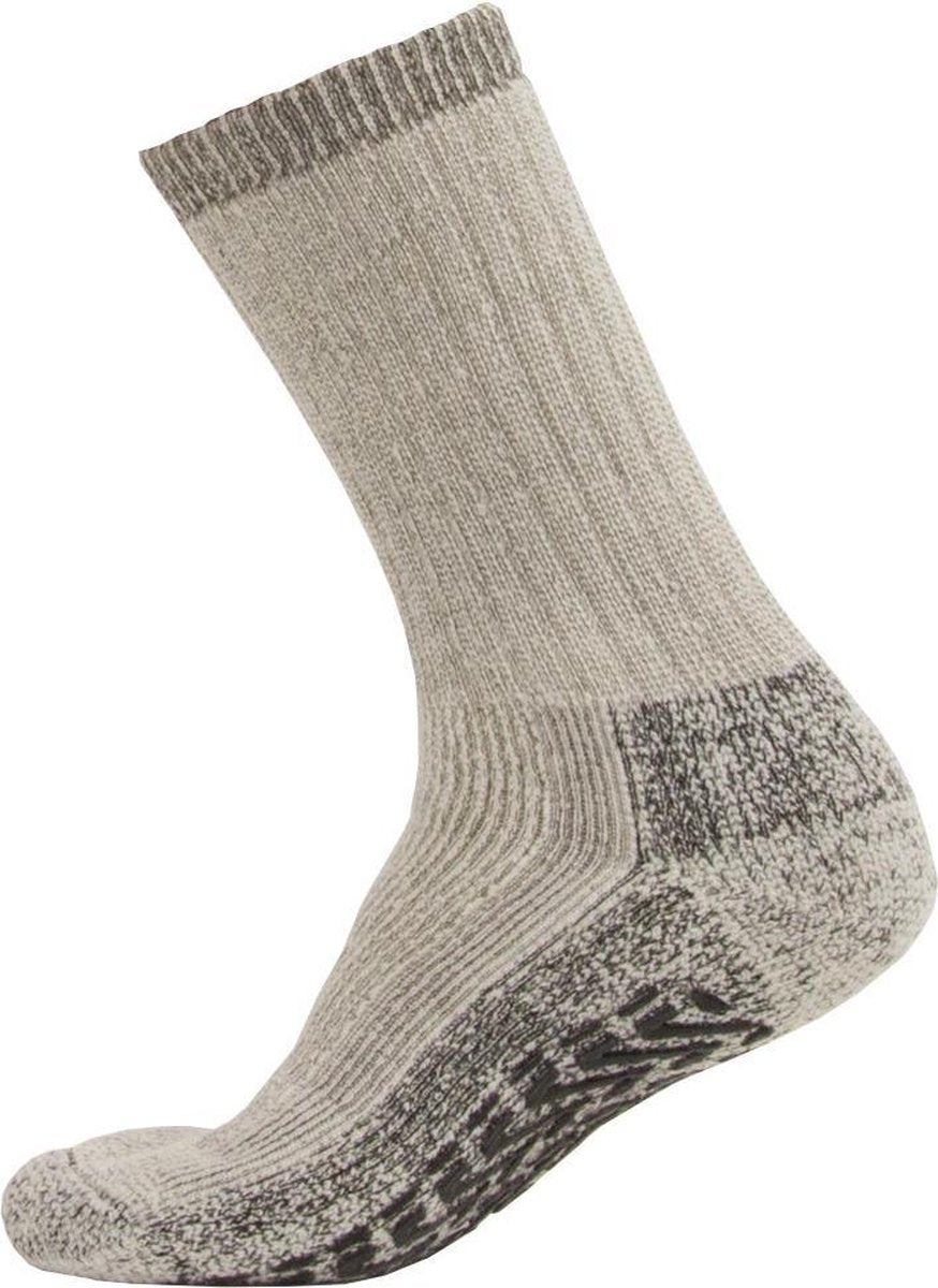2-Pack Merino Wollen Huissokken met Anti-slip Laag S4 - Unisex - Grijs - Maat 35-38
