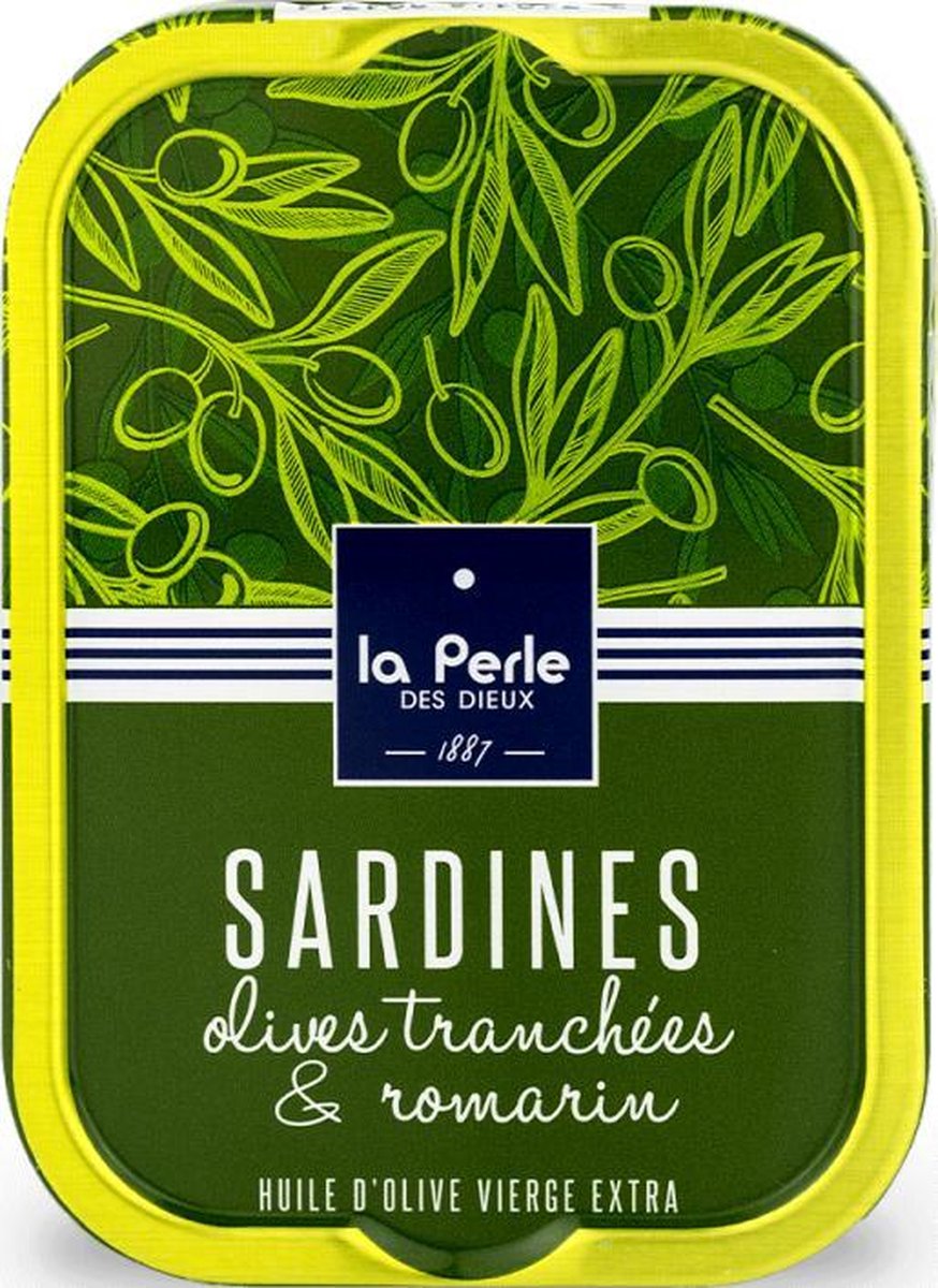 Sardientjes in blik La Perle des Dieux Sardines Olive Romarin