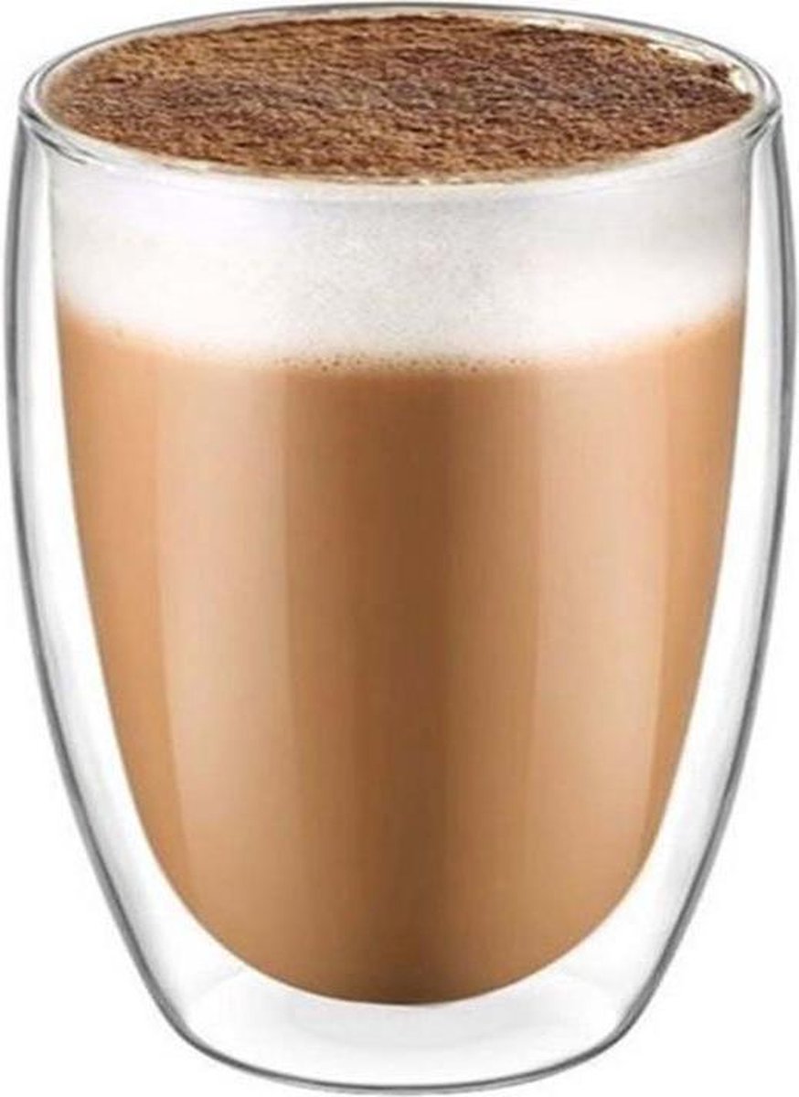 Krumble Koffieglas of theeglas dubbelwandig 300ml - Langer warm houden in dit glas - Transparant - Caffe latte glazen - Theeglas