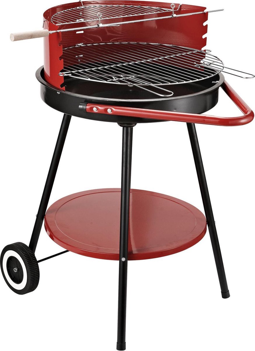 EKEO - Houtskoolgrill op wielen rond - Metaal - Rood