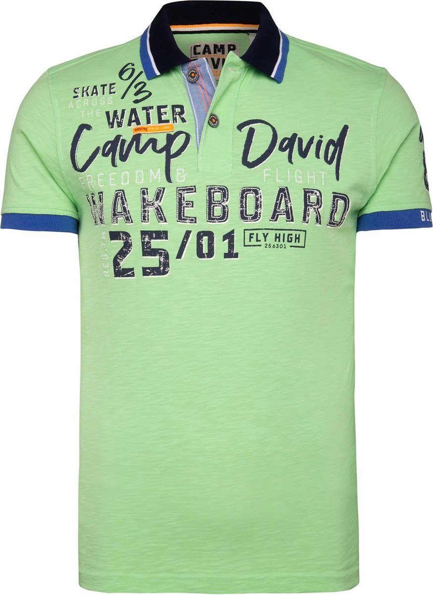 Camp David ® polo van slivergaren met labelapplicaties
